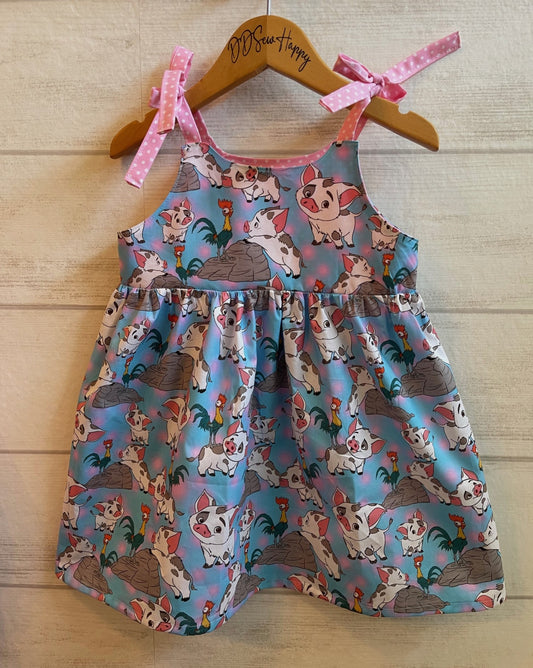 Girls and Toddlers HEI HEI ROSTER & PUA PIG MOANA INSPIRED Boho Style Sundress with Shoulder Ties