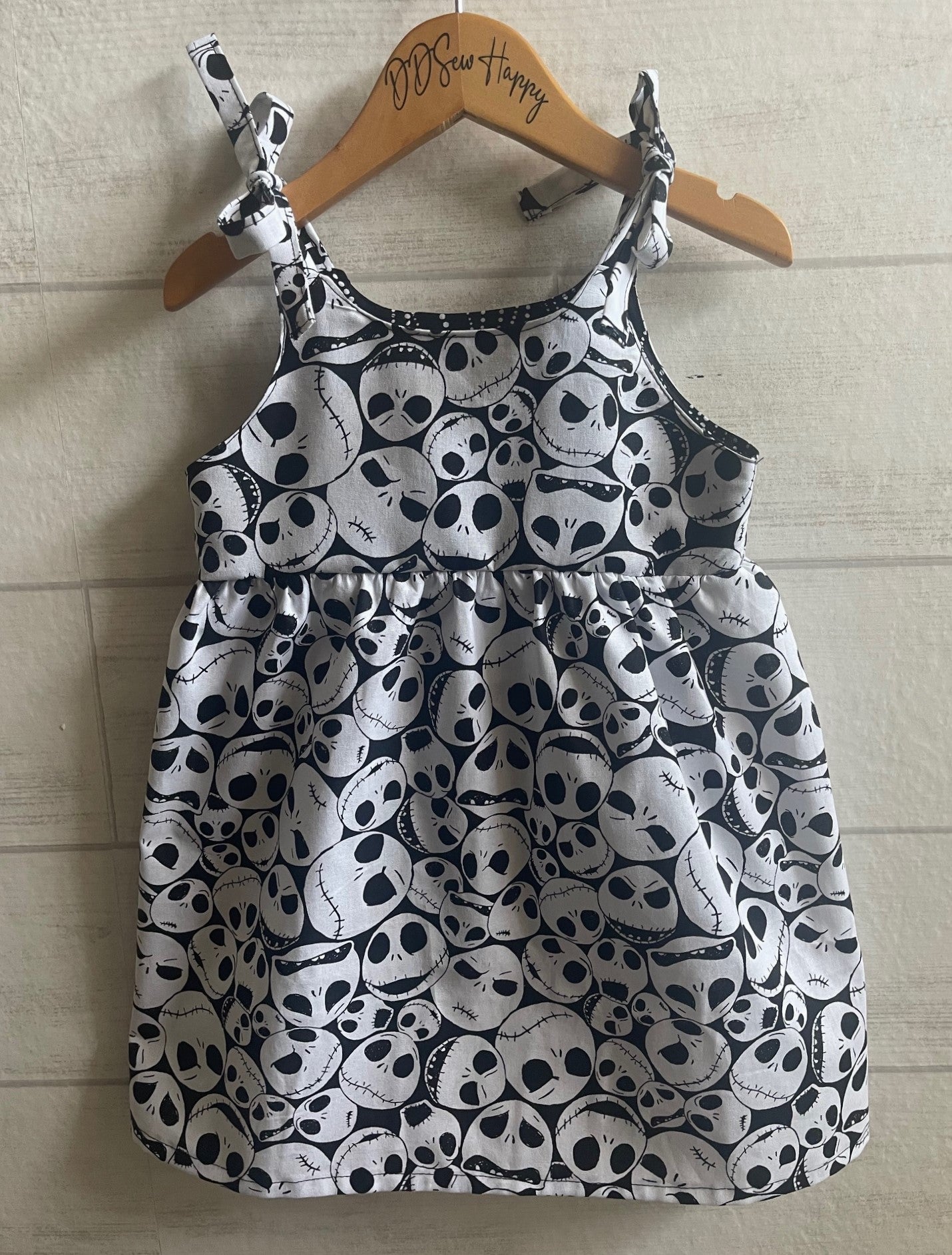 Girls and Toddlers JACK SKELLINGTON INSPIRED Boho Style Sundress with Shoulder Ties