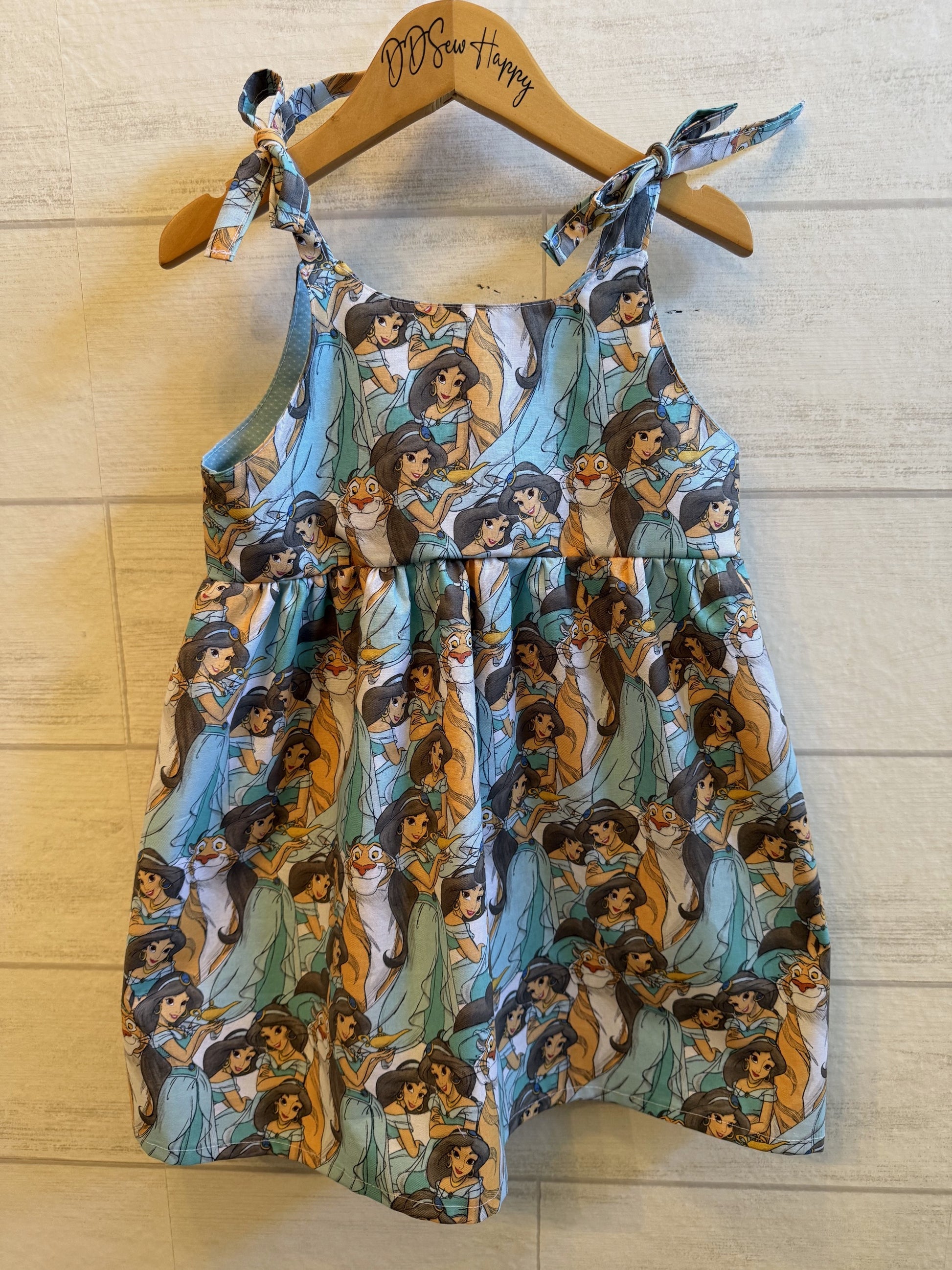 Girls, Infant and Toddlers ALADDIN PRINCESS JASMINE & RAJAH Boho Style Sundress with Shoulder Ties