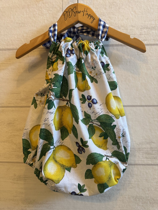 Infant & Toddler Girl's Beachy LEMONS & BLUEBERRIES Sunsuit Halter Top Romper
