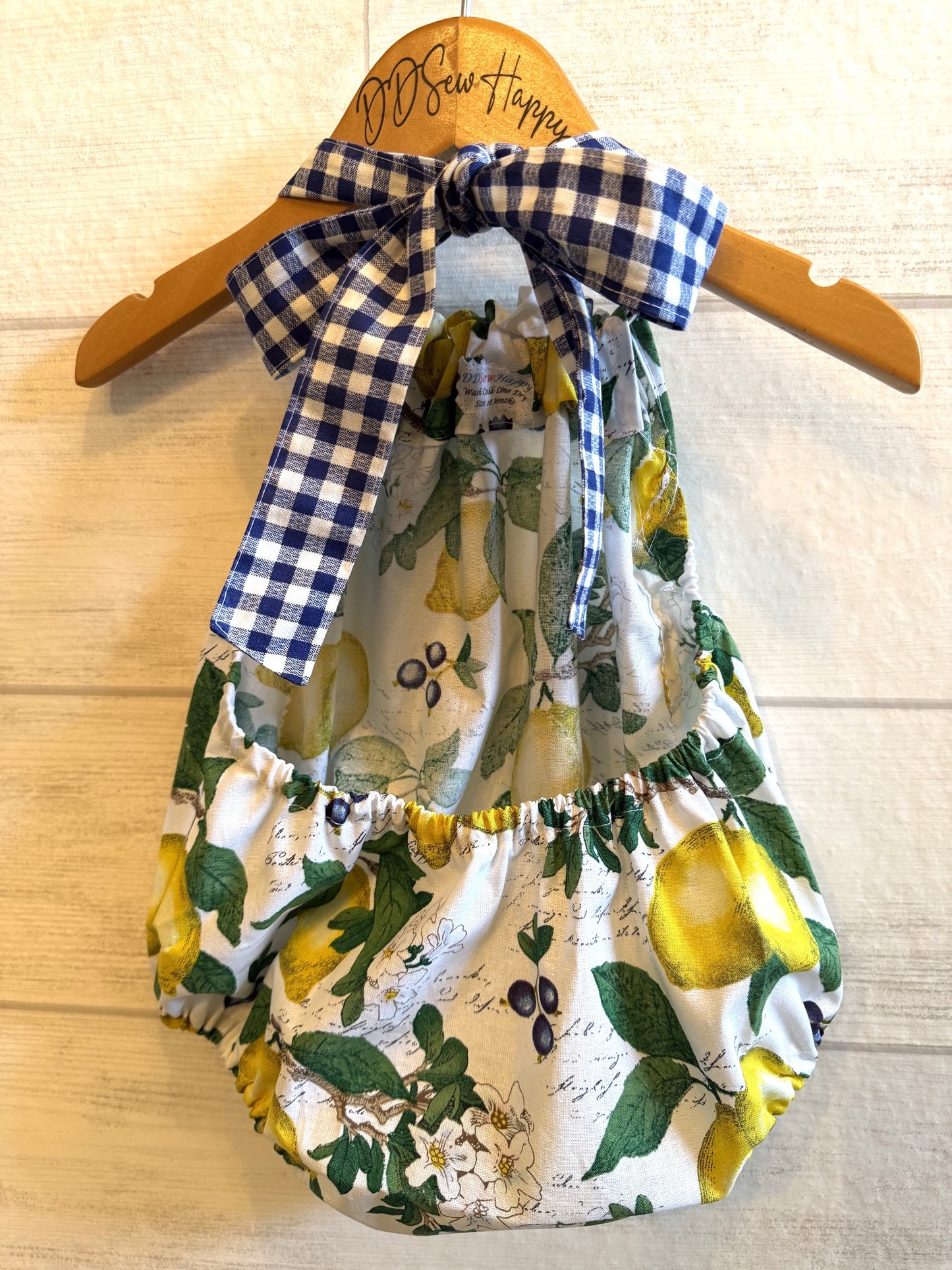 Infant & Toddler Girl's Beachy LEMONS & BLUEBERRIES Sunsuit Halter Top Romper