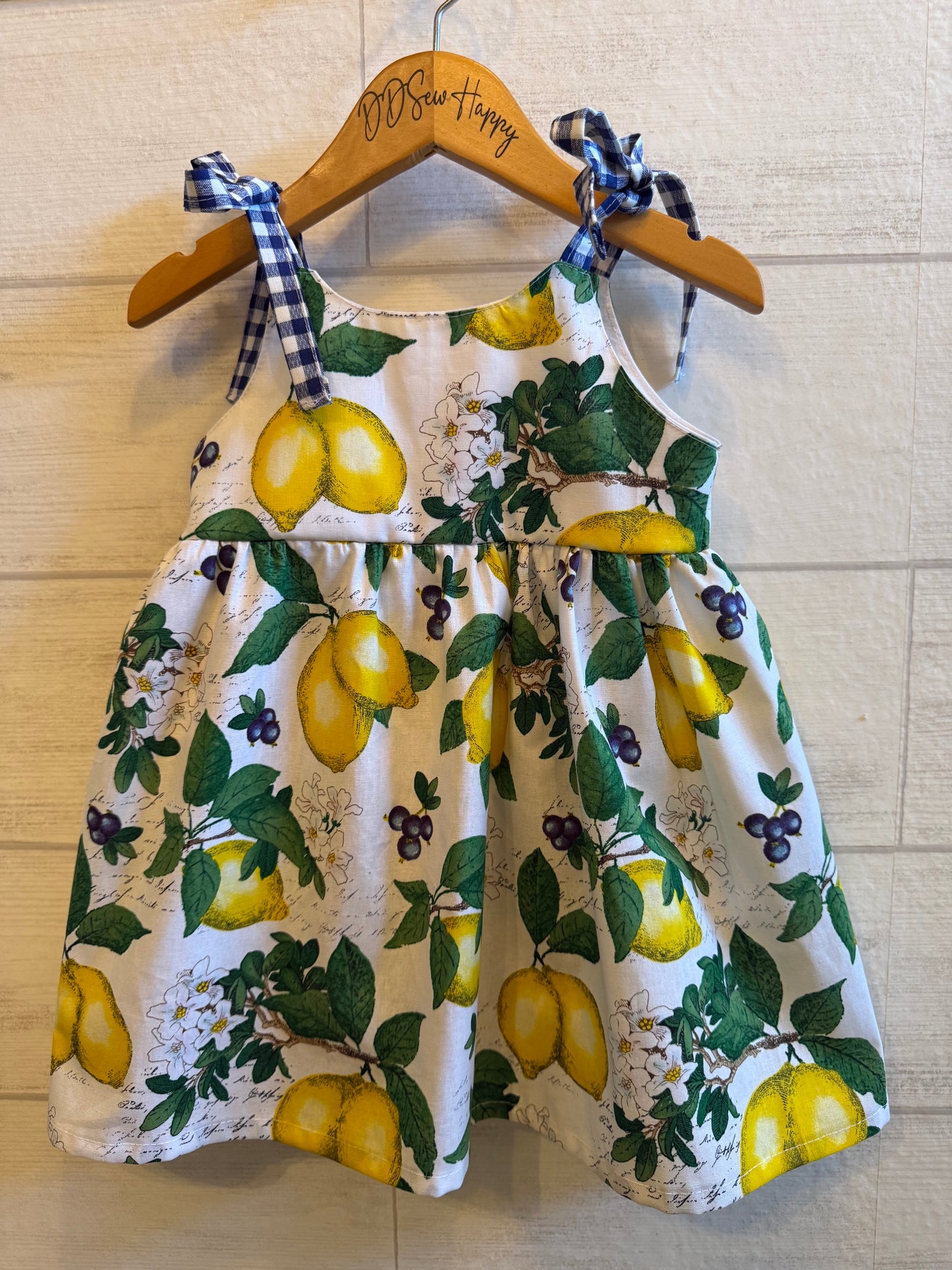 Girls, Infant and Toddlers LEMONS & BLUEBERRIES Boho Style Sundress with Shoulder Ties