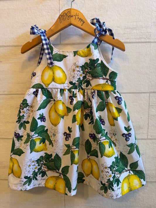 Girls, Infant and Toddlers LEMONS & BLUEBERRIES Boho Style Sundress with Shoulder Ties