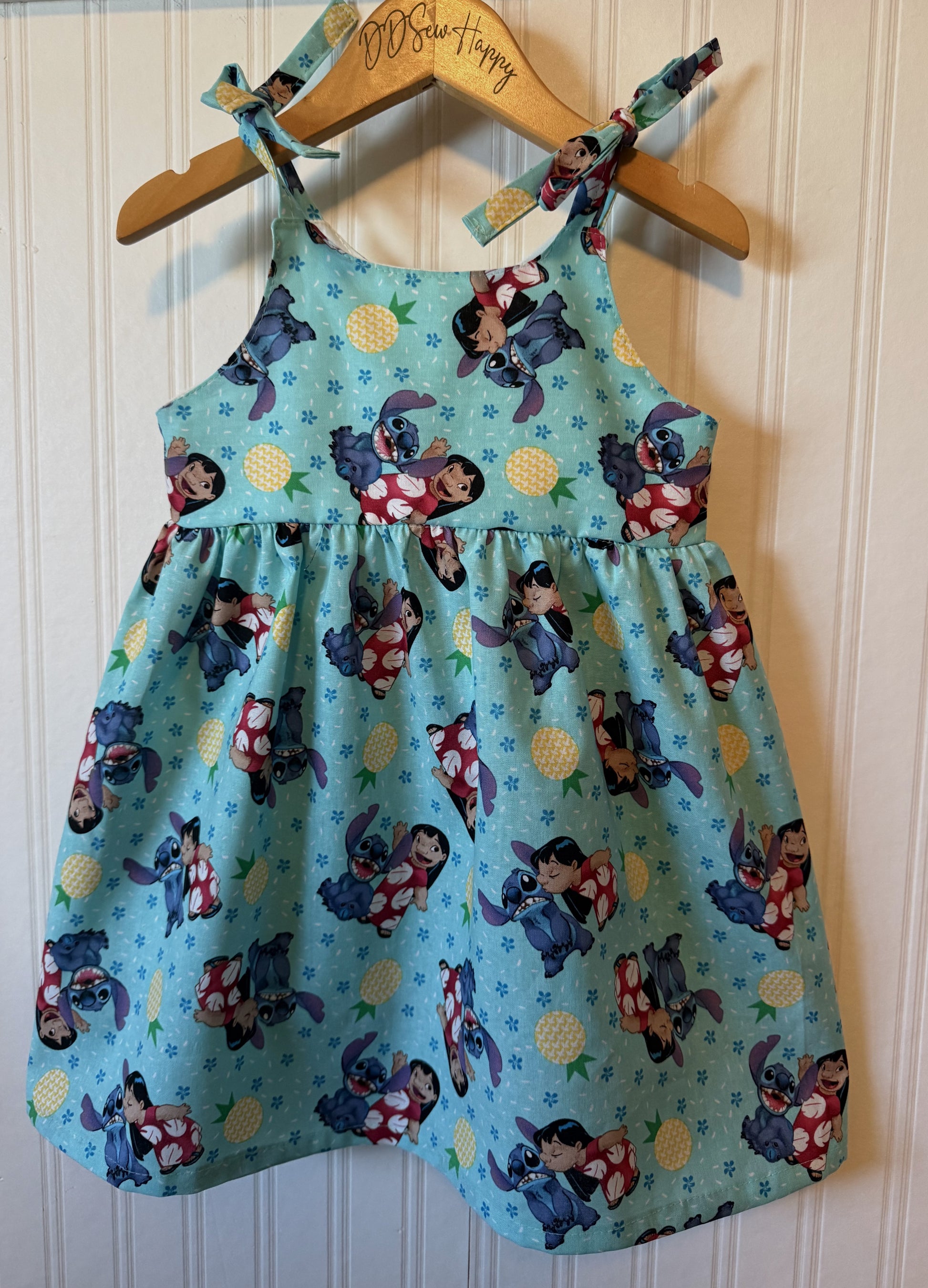 Girls, Infant and Toddlers LILO & STITCH OHANA MEANS FAMILY Inspired Boho Style Sundress with Shoulder Ties