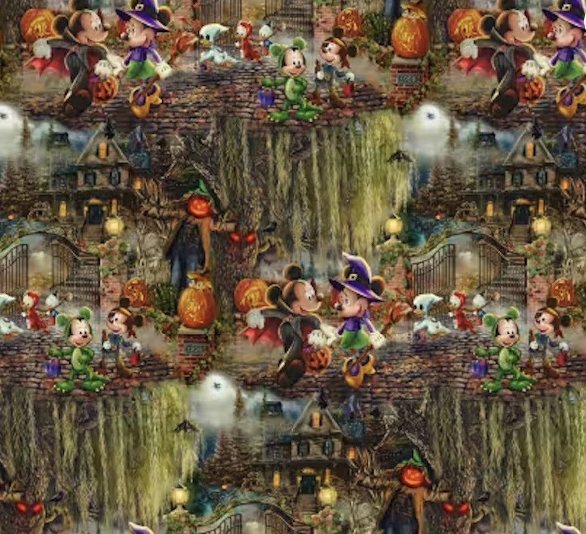 Girls, Infant and Toddlers HALLOWEEN HAUNTED HOUSE TRICK OR TREAT MICKEY & GANG DRESS DIGITAL PRINT FABRIC