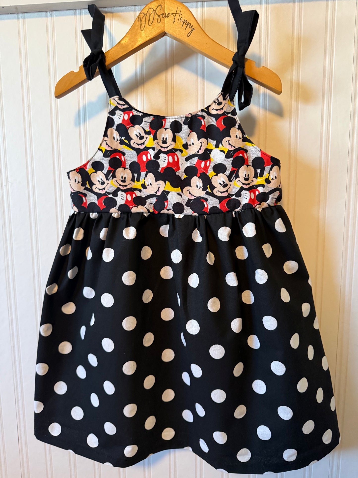 Girls, Infant and Toddlers MICKEY with Dots Inspired Boho Style Sundress with Shoulder Ties