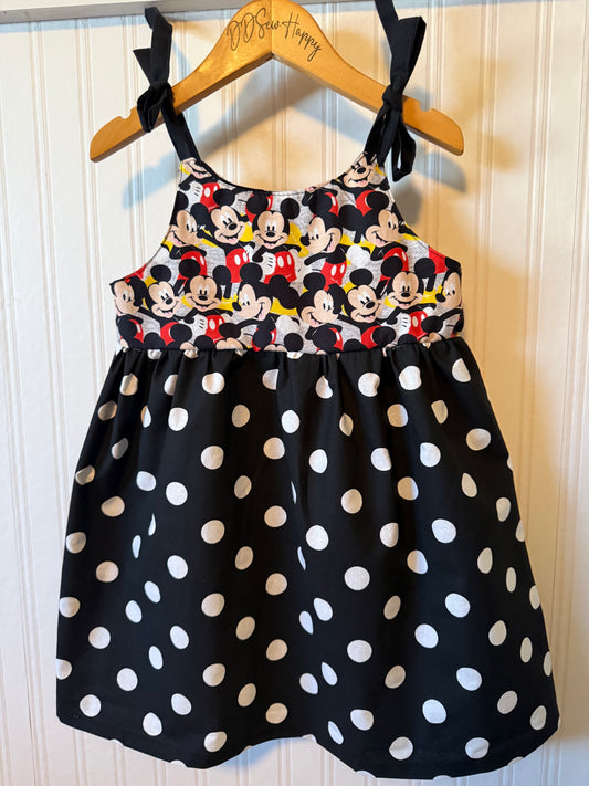 Girls, Infant and Toddlers MICKEY with Dots Inspired Boho Style Sundress with Shoulder Ties