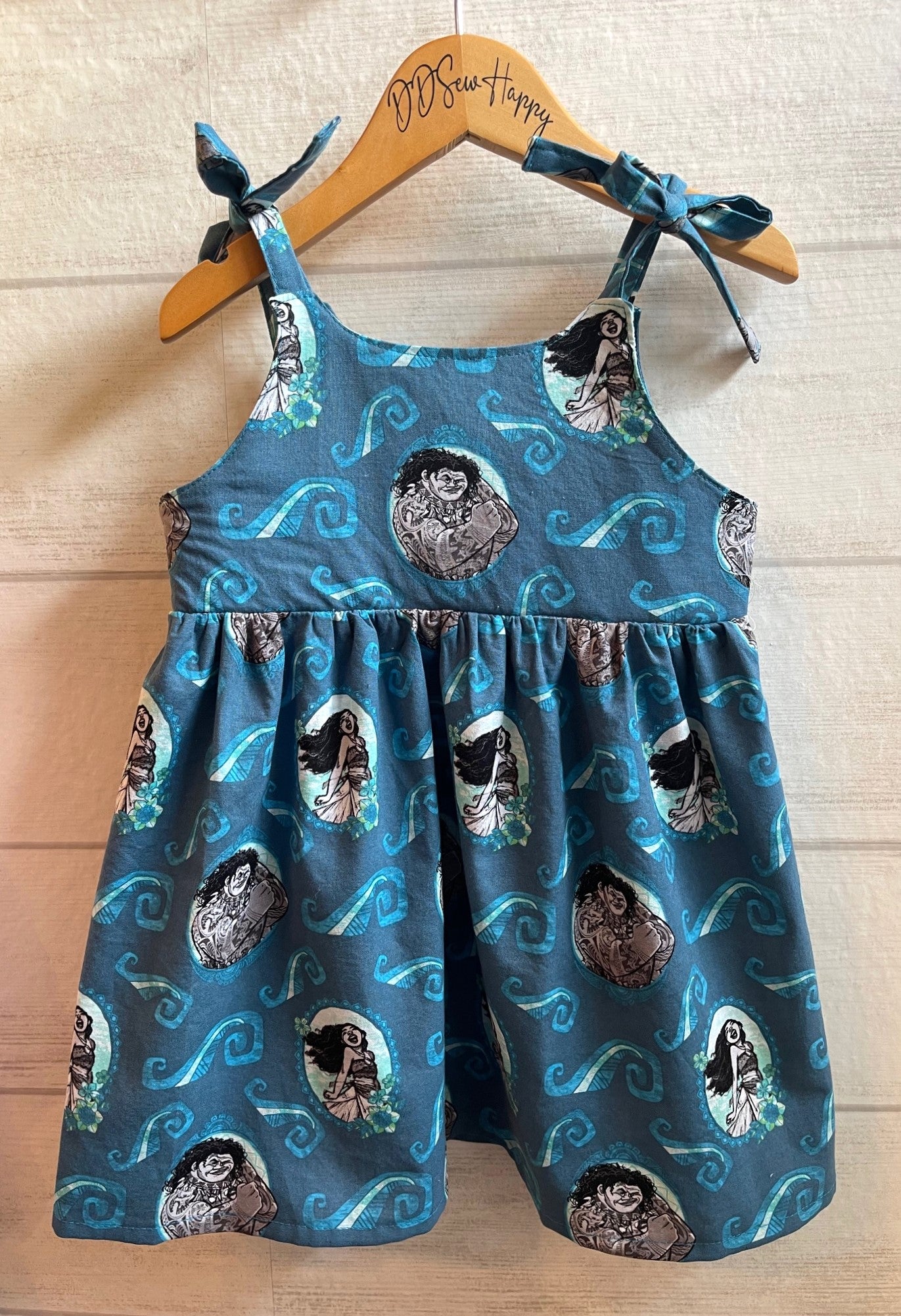 Girls and Toddlers MOANA & MAUI BLUE Boho Style Sundress with Shoulder Ties