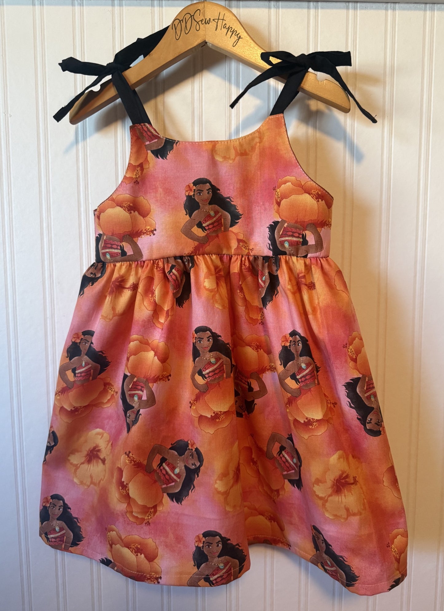 Girls and Toddlers MOANA HAWAIIAN ORANGE Boho Style Sundress with Shoulder Ties