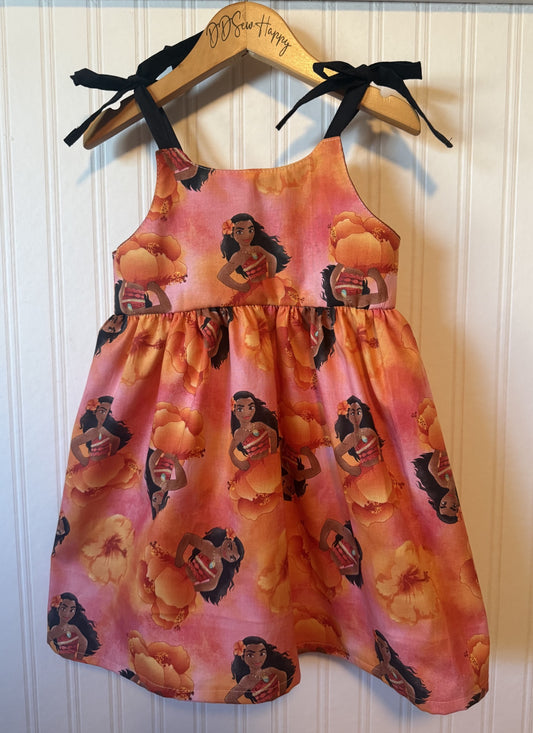 Girls and Toddlers MOANA HAWAIIAN ORANGE Boho Style Sundress with Shoulder Ties