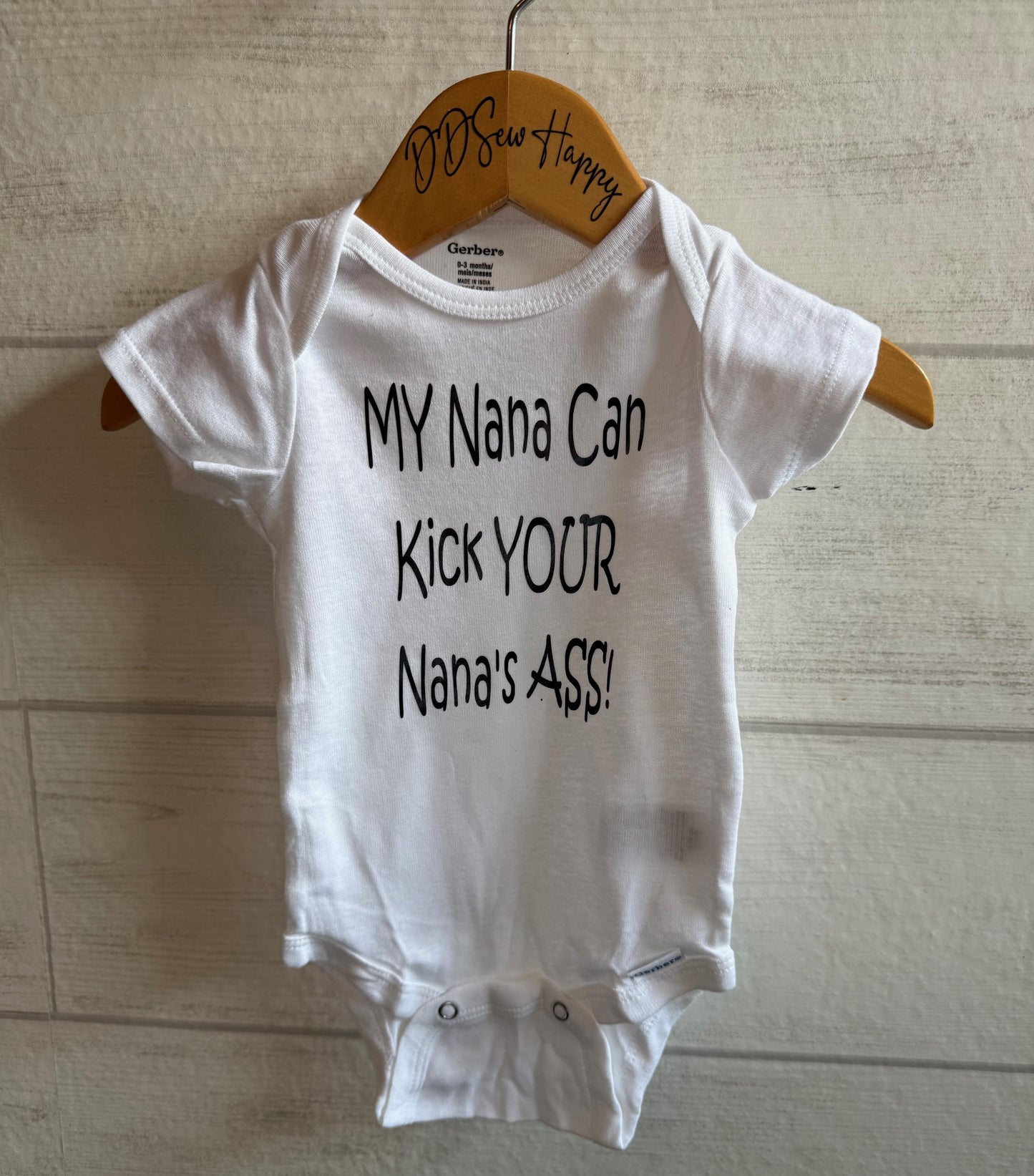 MY NANA CAN KICK YOUR NANA'S ASS Boys & Girls Infant Funny Baby Onesie Bodysuit Outfit, Baby Shower Gift