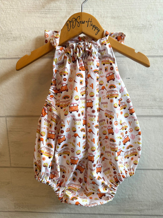 Infant & Toddler Girl's FOLLOW THE SUN BOHO VW VAN RAINBOWS Sunsuit Halter Top Romper