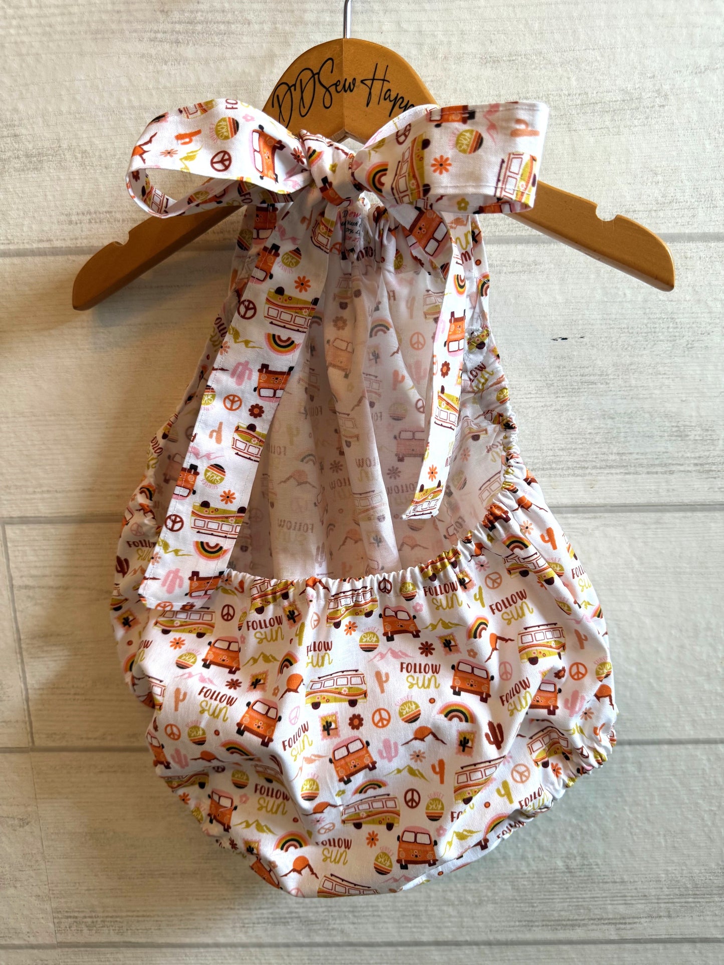 Infant & Toddler Girl's FOLLOW THE SUN BOHO VW VAN RAINBOWS Sunsuit Halter Top Romper