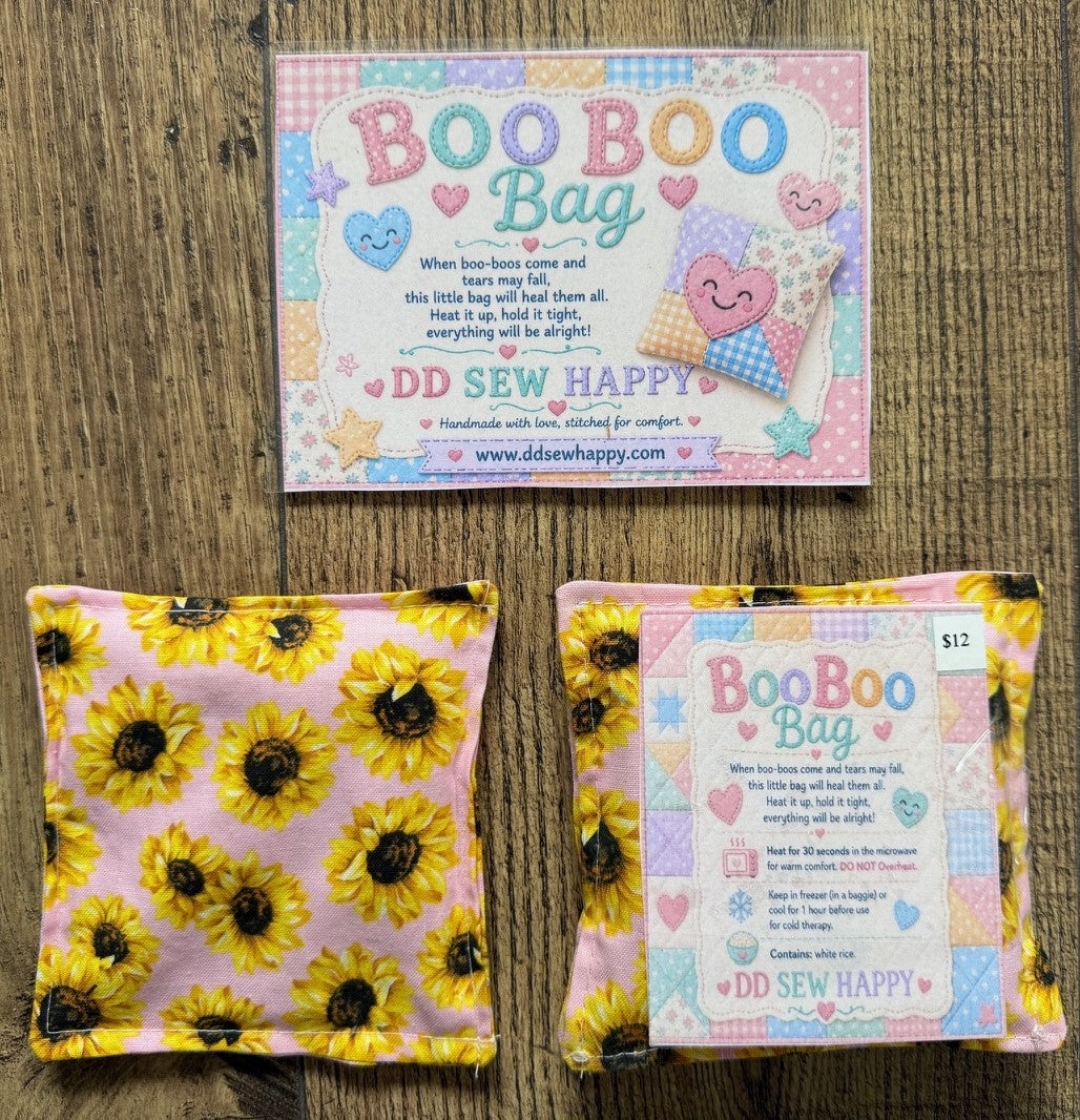 BOO BOO BAGS Hot & Cold Therapy Variety of 5 Sunflower fabrics Set of 2 bags