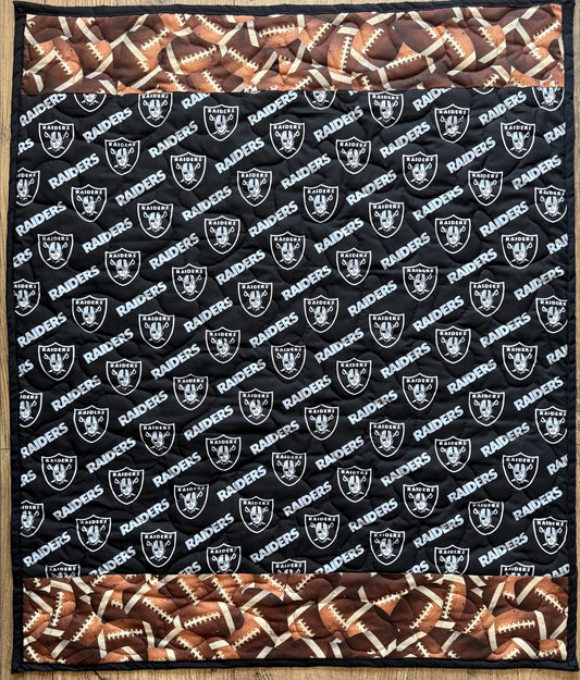 LAS VEGAS RAIDERS FOOTBALL inspired Quilted Blanket