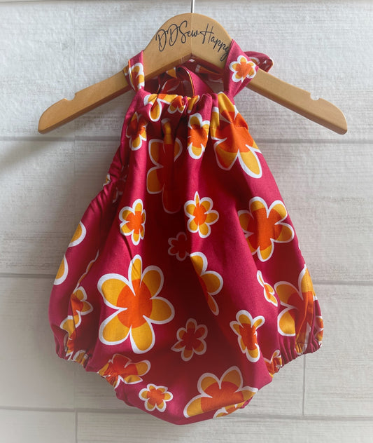 Infant & Toddler Girl's Groovy Retro Floral Sunsuit Halter Top Romper Boho Style