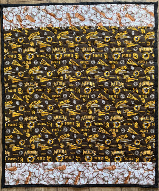 SAN DIEGO PADRES BASEBALL BLUE QUILTED BLANKET