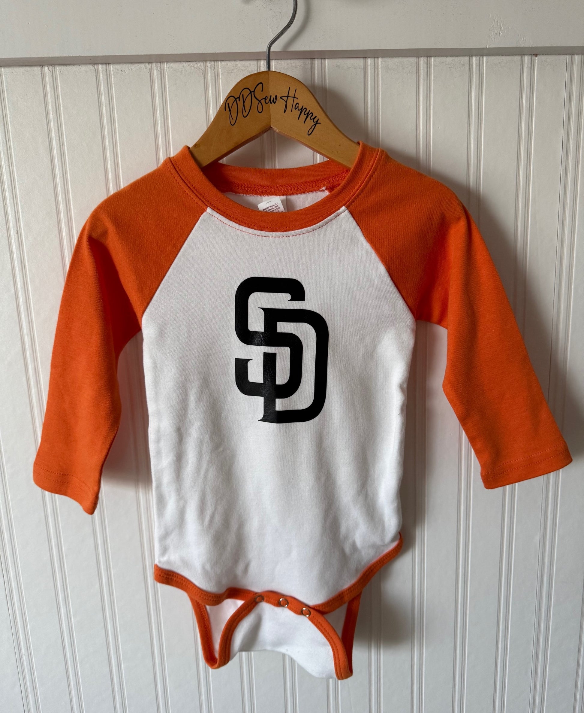 SAN DIEGO PADRES SD ORANGE SLEEVES Boys & Girls Infant Funny Baby Onesie Bodysuit Outfit, Baby Shower Gift