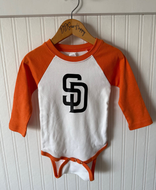 SAN DIEGO PADRES SD ORANGE SLEEVES Boys & Girls Infant Funny Baby Onesie Bodysuit Outfit, Baby Shower Gift
