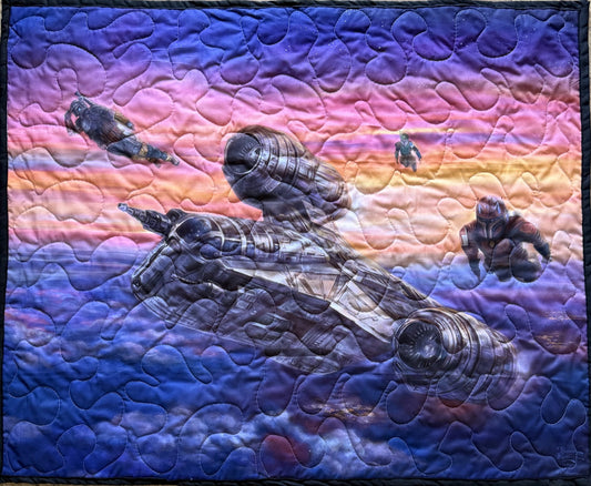 The Mandalorian The Escort inspired Quilted Blanket DIGITALLY PRINTED FABRIC