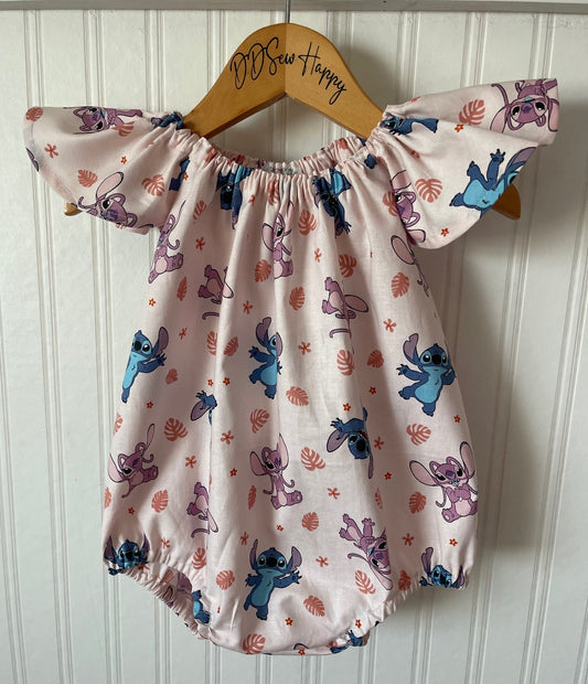 Infant & Toddler Girl's DISNEY STITCH & ANGEL LILO AND STITCH Inspired Boho Style One Piece Romper