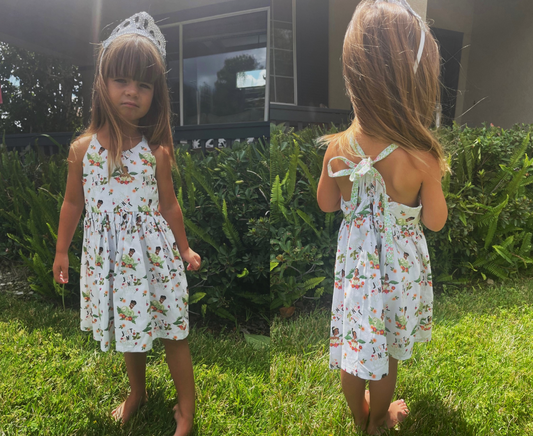 Girls Infant Toddler Princess TIANA *PRINCESS AND THE FROG* PRINCE NAVEEN Boho Sundress Dress tie back style