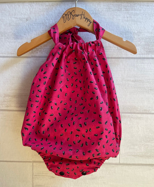 Infant & Toddler Girl's Summery WATERMELON SEEDS Red Sunsuit Halter Top Romper