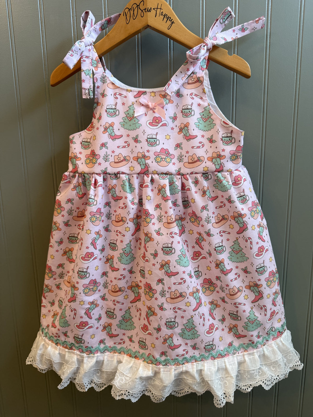 Girls, Infant and Toddlers PINK COWGIRLS THEMED CHRISTMAS DRESS