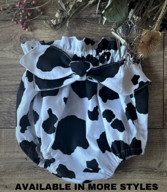 Cowhide Animal Print Infant & Toddler Boho Bloomers Diaper Cover