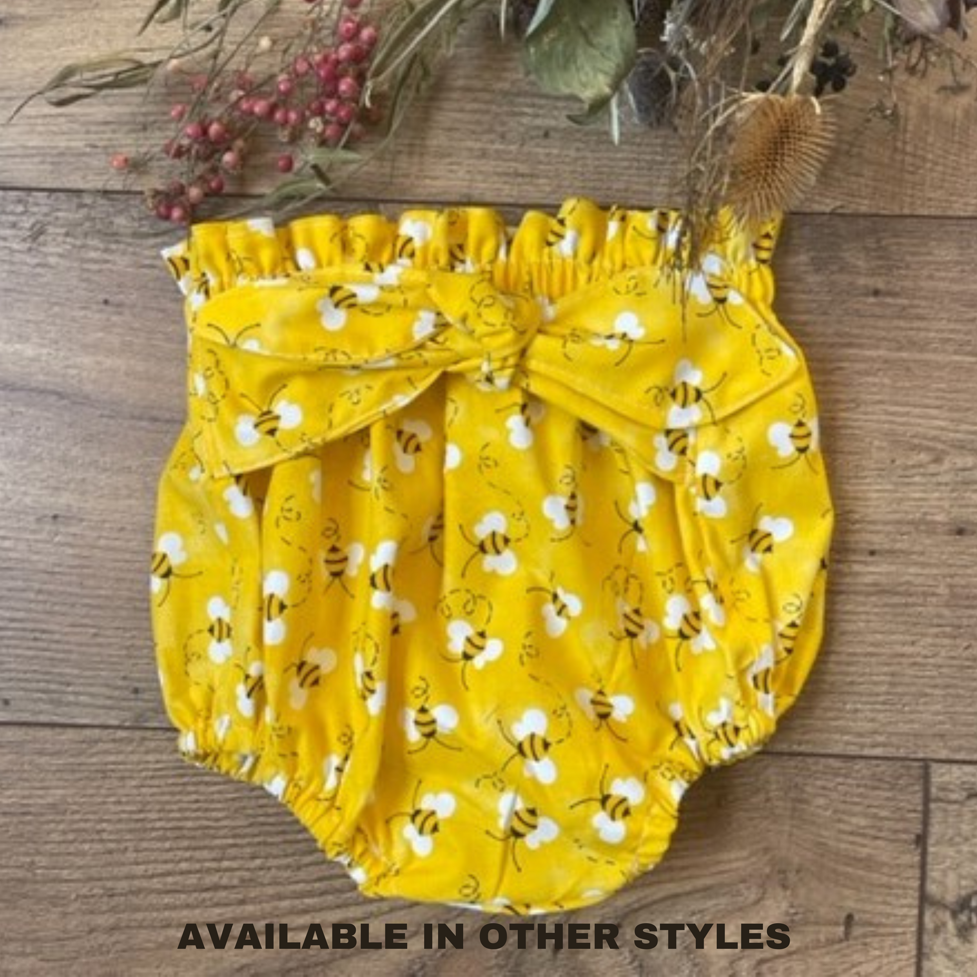 Bees Girls Infant & Toddler Boho Style Bloomers with Tie Diaper Cover