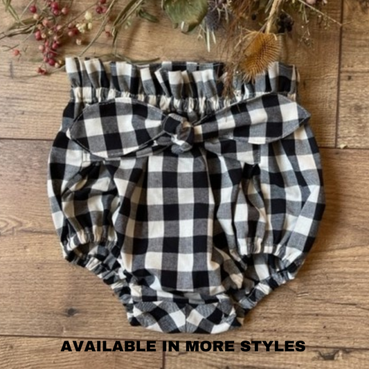 Black Buffalo Check Infant Toddler Boho High Waist with Tie Diaper Cover