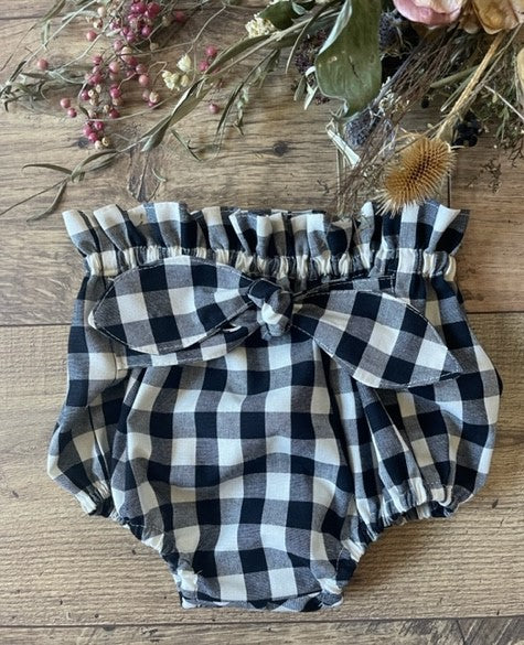 Infant Girls SUNFLOWER BUFFALO CHECK Boho Style Baby Onesie Bodysuit and Bloomer Diaper Cover Set