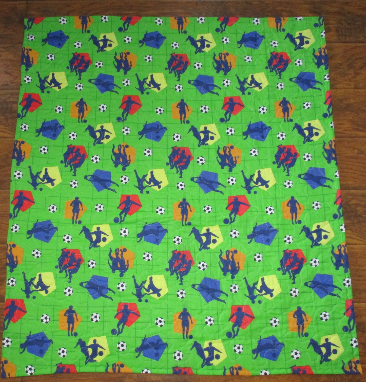 LET'S PLAY SOCCER Quilted Blanket Baby Nursery Child Toddler Bedding to Adult Lap Quilt