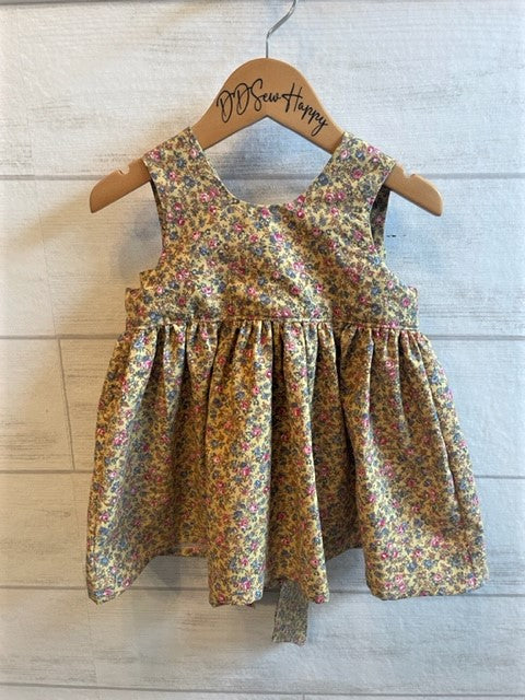 Girls Infant Toddler Pinafore Boho Style Floral Dress with tie back bo DDSewHappy Girls Infant Toddler Pinafore Boho Style Floral Dress with tie back bo DDSewHappy