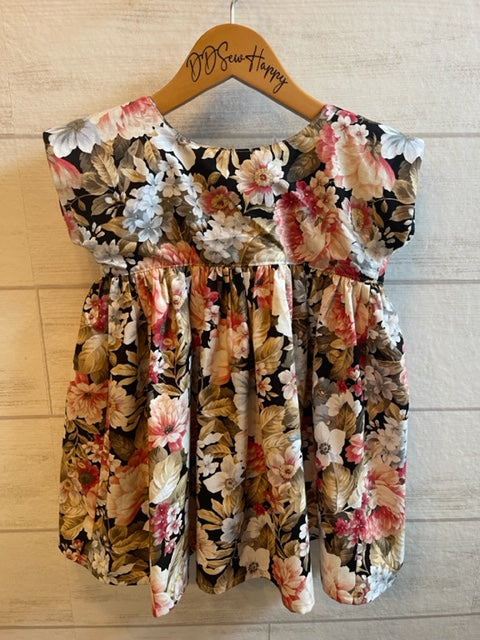 Girls Toddler Pinafore Boho Style Floral Dress with tie back bow 12 Months
