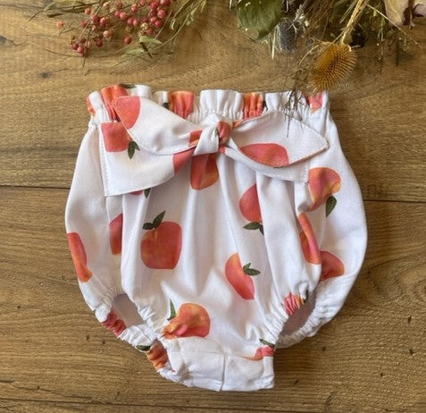 Girls SWEET AS A PEACH Boho Style Baby Onesie Bodysuit and Bloomer Diaper Cover Set