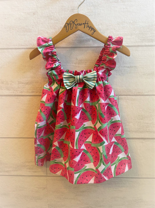Girls Infant Toddler Boho Style WATERMELON Ruffle Strap Sundress Style