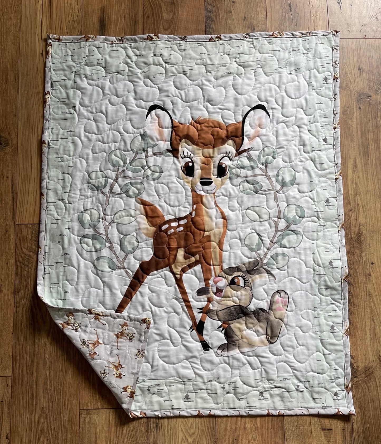 BAMBI THUMPER Inspired Quilted Blanket 36"X44" Bambi nursery to adult lap blanket