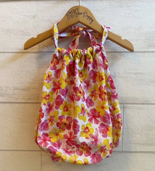 Infant & Toddler Girl's Hawaiian Hibiscus Flowers Sunsuit Halter Top Romper Boho Style