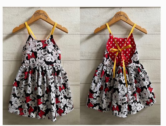 Girls Infant Toddler Minnie Mouse Boho Sundress Dress tie back style