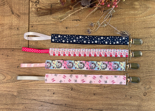 Pacifier Clips Teether Toy Leash, Unicorn, Floral, Stars, Bows