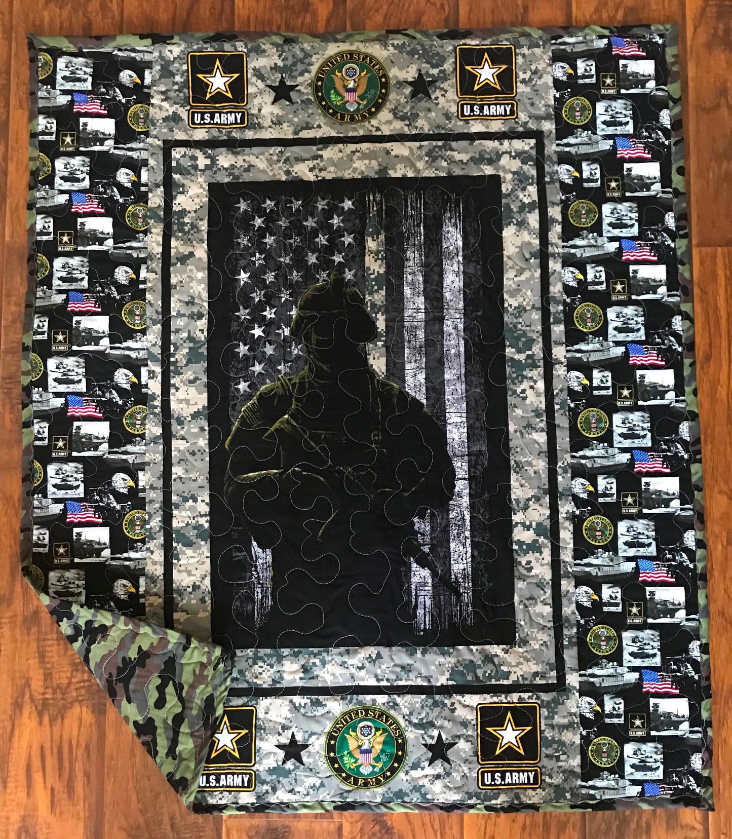 US ARMY MILITARY inspired Quilted Blanket