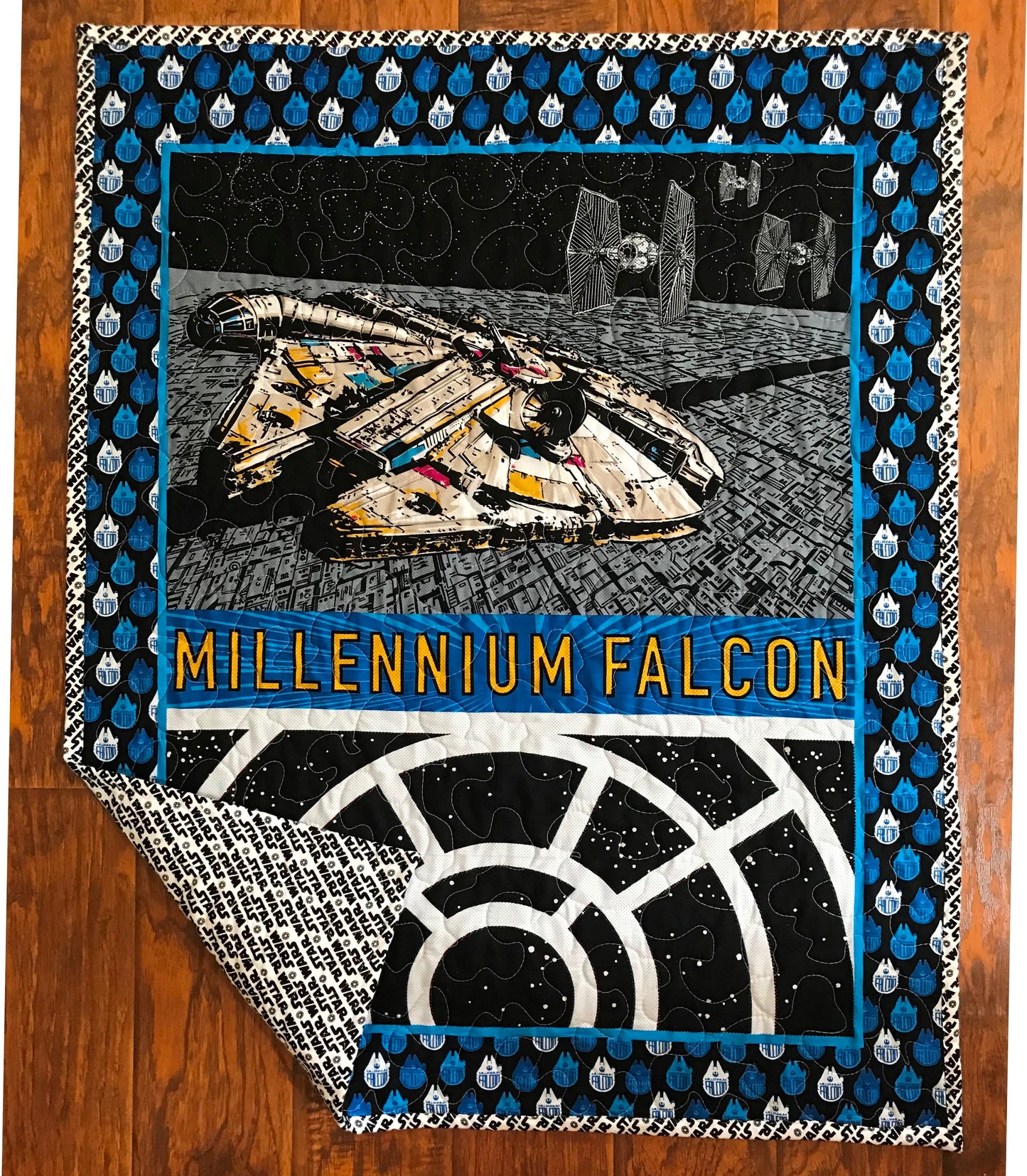 Star Wars Millennium Falcon inspired Quilted Blanket with soft flannel backing