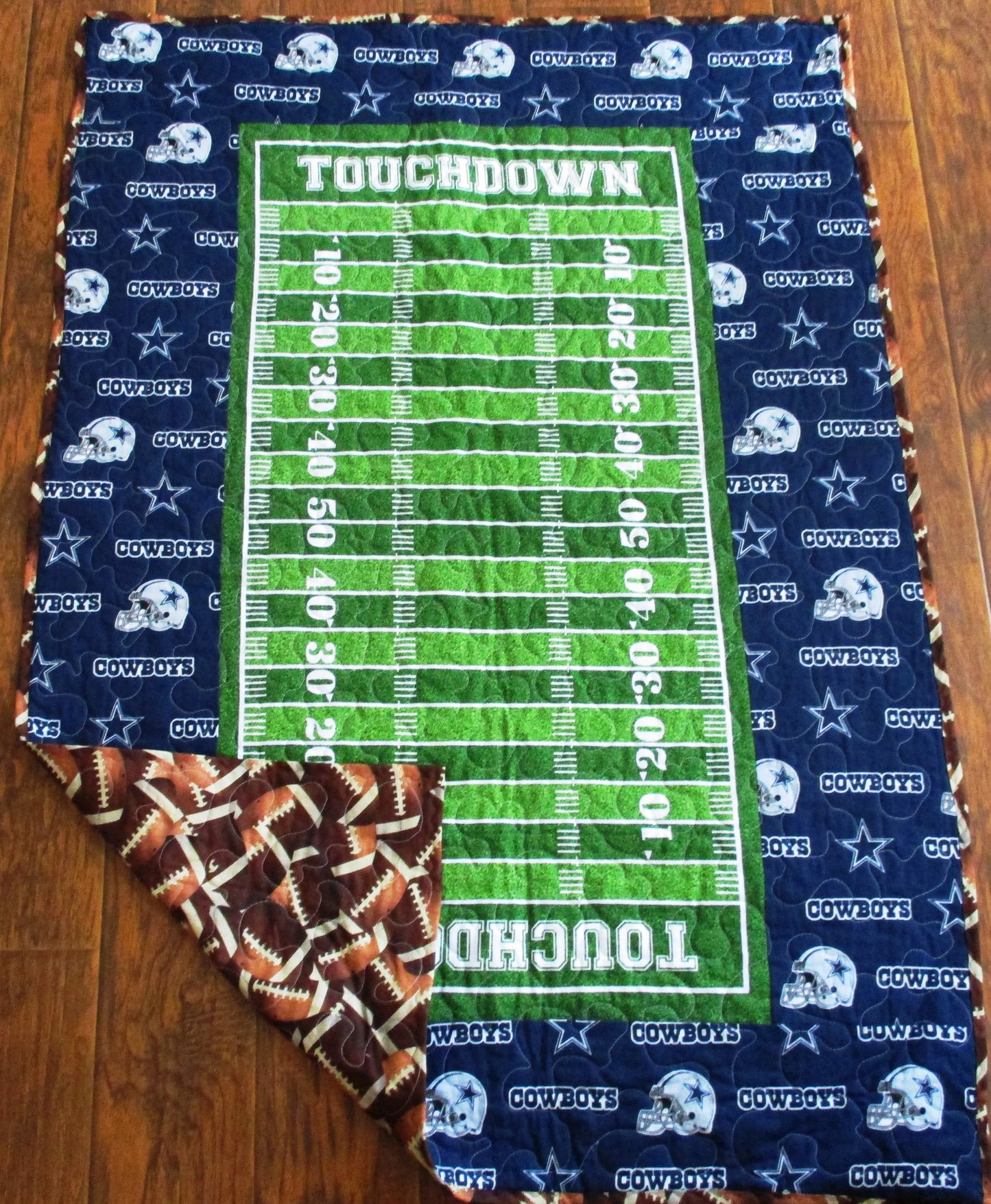 COWBOYS FOOTBALL FAN TOUCHDOWN inspired Quilted Blanket