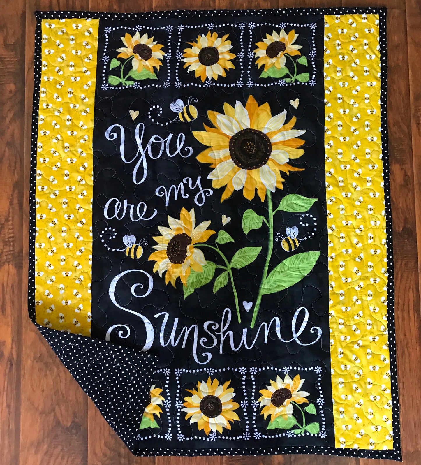 You Are My Sunshine Sunflower Bees Inspired Quilted Blanket