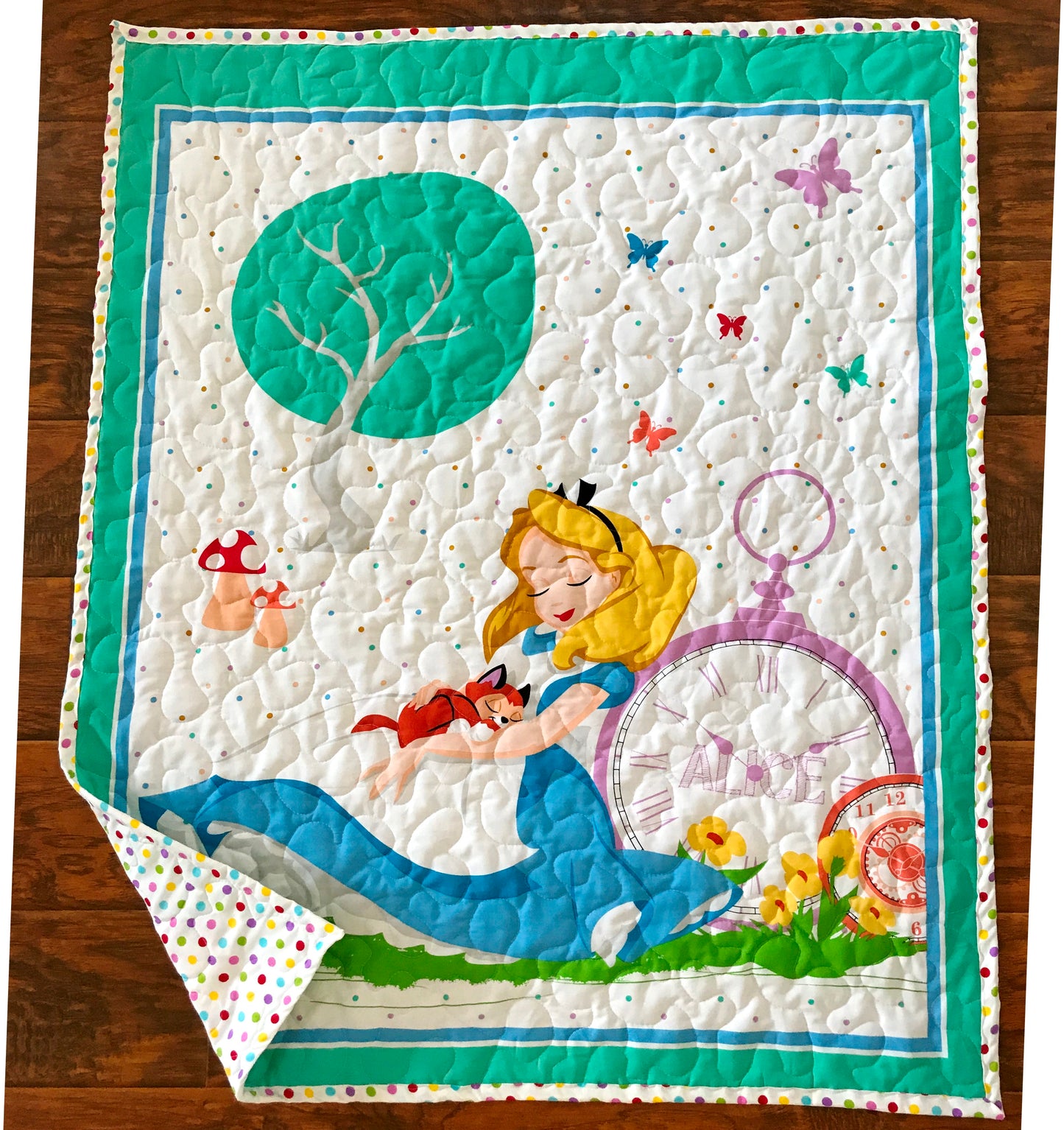 ALICE IN WONDERLAND CAT NAPPING Inspired Quilted Blanket