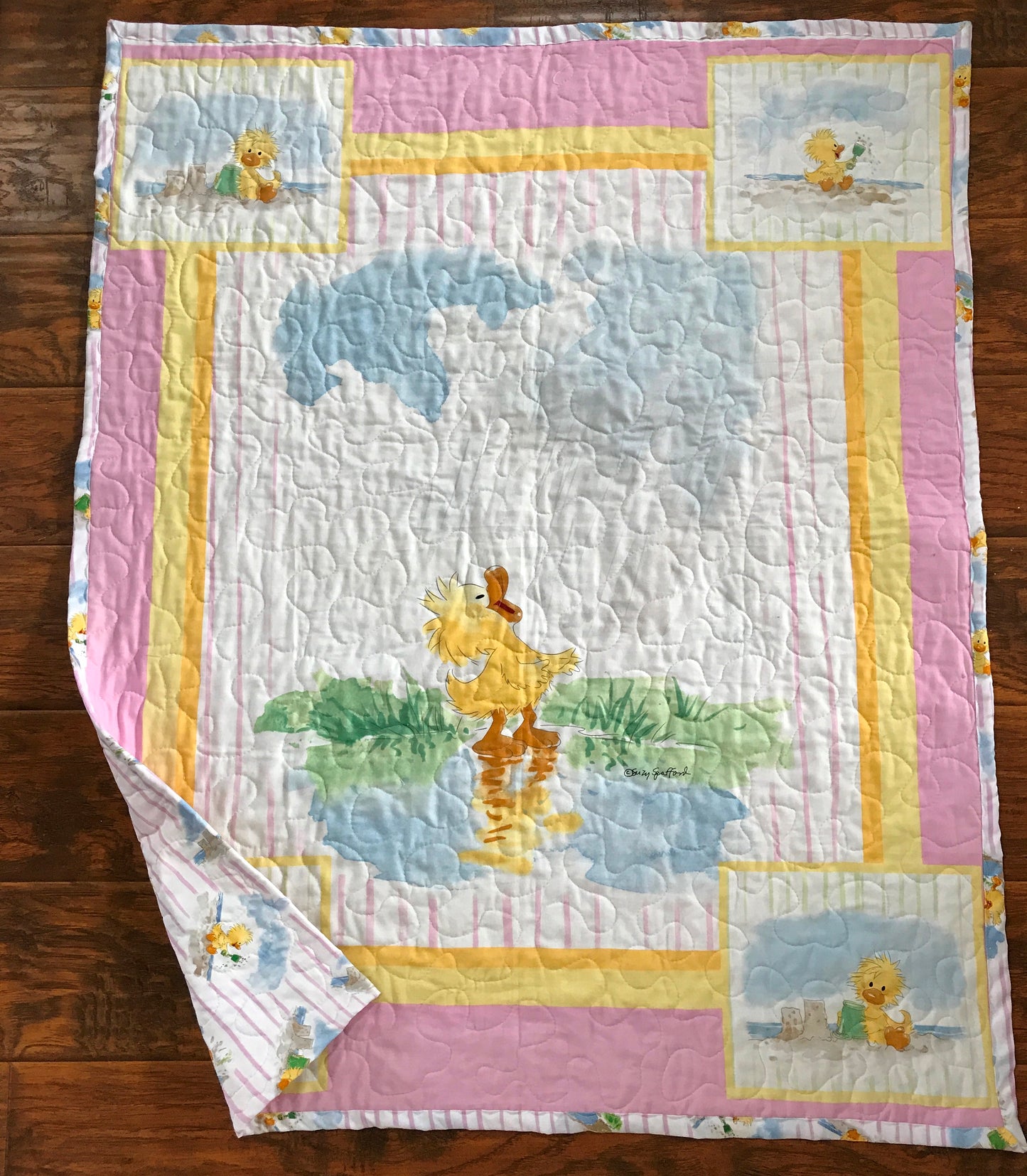 Raining Day Duck Puddle Fun Baby Child Quilted Blanket Baby Nursery Gender Neutral Bedding
