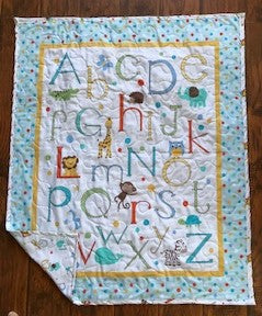 ABC Alphabet Animals Handmade Quilted Blanket