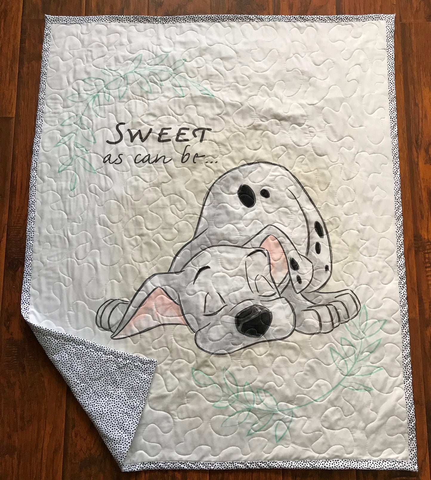 DISNEY CLASSIC Inspired 101 DALMATIANS PUPPY *SWEET AS CAN BE* Quilted Blanket