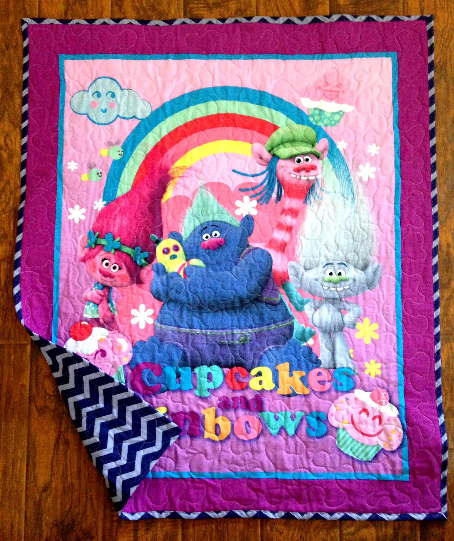 TROLLS *CUPCAKES and RAINBOWS* Quilted Blanket